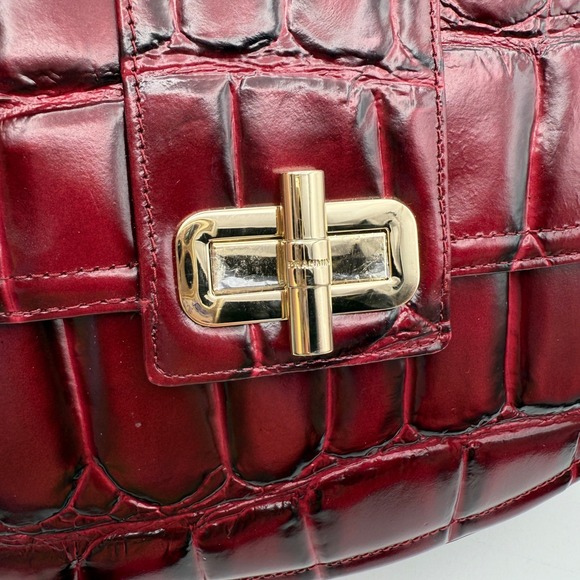 Brahmin Cynthia Merlot Nerina Burgundy Croc Embossed Leather Crossbody Bag - Picture 5 of 14